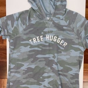 Camo, “Tree Hugger” light weight t-shirt hoodie.